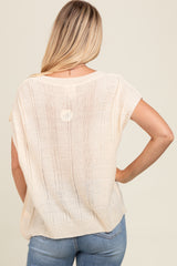 Cream Knit Short Sleeve Sweater Top