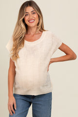 Cream Knit Short Sleeve Sweater Maternity Top