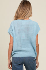 Blue Knit Short Sleeve Sweater Maternity Top