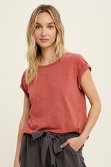 Rust Cuffed Sleeve Maternity Top