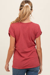 Rust Cuffed Sleeve Maternity Top