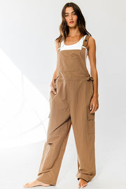 Taupe Parachute Overalls Jumpsuit