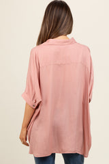 Mauve Satin Oversized Maternity Shirt