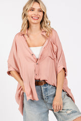 Mauve Satin Oversized Maternity Shirt