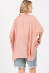 Mauve Satin Oversized Shirt