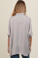 Grey Satin Oversized Maternity Shirt