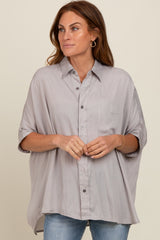 Grey Satin Oversized Shirt