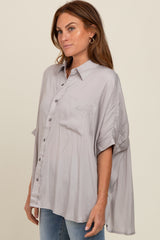 Grey Satin Oversized Shirt