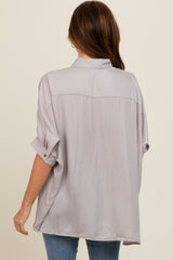 Grey Satin Oversized Shirt