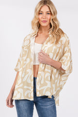 Beige Abstract Leaf Button Down Shirt