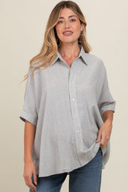 Grey Checkered Oversized Button Down Maternity Shirt