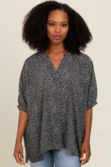 Charcoal Printed Dolman Sleeve Blouse