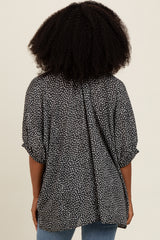 Charcoal Printed Dolman Sleeve Blouse