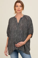 Charcoal Printed Dolman Sleeve Maternity Blouse