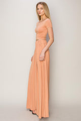 Orange Crop Top Wide Leg Pant Set