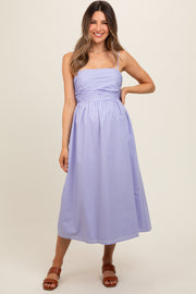 Lavender Ruched Maternity Midi Dress