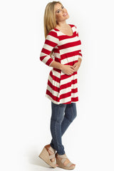 Red Striped Polka Dot Bow Back Top