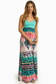 Jade Multi-Color Printed Bottom Maxi Dress