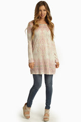 Pink Mutli-Color Faded Tribal Print Tunic