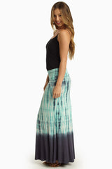 Aqua Grey Tie-Dye Print Maxi Skirt