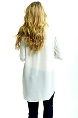 White Solid Chiffon Back Dolman Sleeve Top