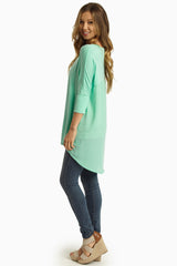 Mint Green Solid Chiffon Back Dolman Sleeve Top