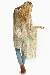 Mint Multi-Color Floral Sheer Maxi Cardigan