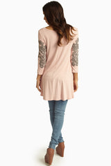 Light Pink Black Paisley Accent Top