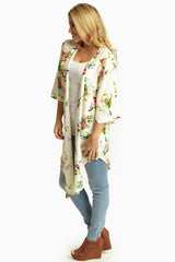 White Rose Printed Kimono