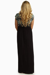 Black Moroccan Printed Top Maxi Dress