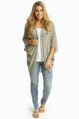 Mint Green Print Chiffon Cardigan