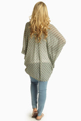 Mint Green Print Chiffon Cardigan