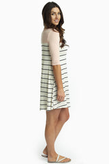 Pale Pink Colorblock Striped Bottom Dress