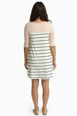 Pale Pink Colorblock Striped Bottom Dress