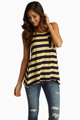 Yellow Striped Racerback Tank Top