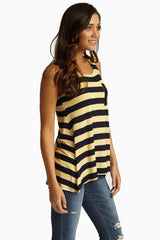 Yellow Striped Racerback Tank Top