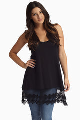 Black Lace Trim Racerback Tank Top