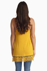 Yellow Lace Trim Racerback Tank Top