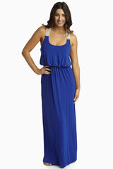 Royal Blue Crochet Back Maxi Dress