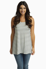 Ivory Striped Crochet Back Tank Top