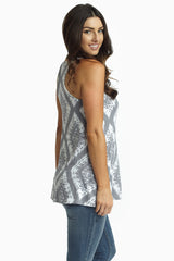 Grey Tribal Diamond Printed Tank Top