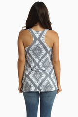 Grey Tribal Diamond Printed Tank Top