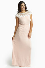 Pink Lace Top Maxi Dress