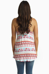 Coral Multi-Color Tribal Racerback Tank Top