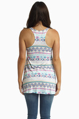 Mint Multi-Color Tribal Racerback Tank Top