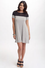 Grey Lace Top Dress