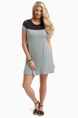 Mint Striped Lace Top Dress