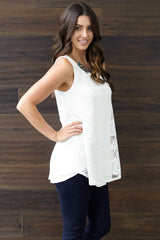 White Eyelet Lace Tank Top