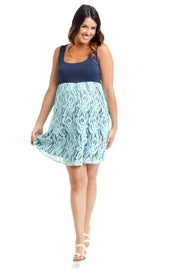 Navy Mint Lace Bottom Maternity Dress