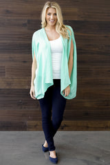 Mint Green Lace Panel Back Kimono